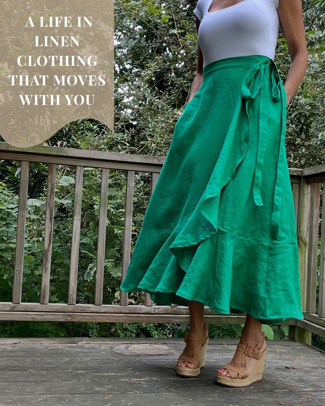 Kelly Green Ruffle Wrap Skirt – Deni