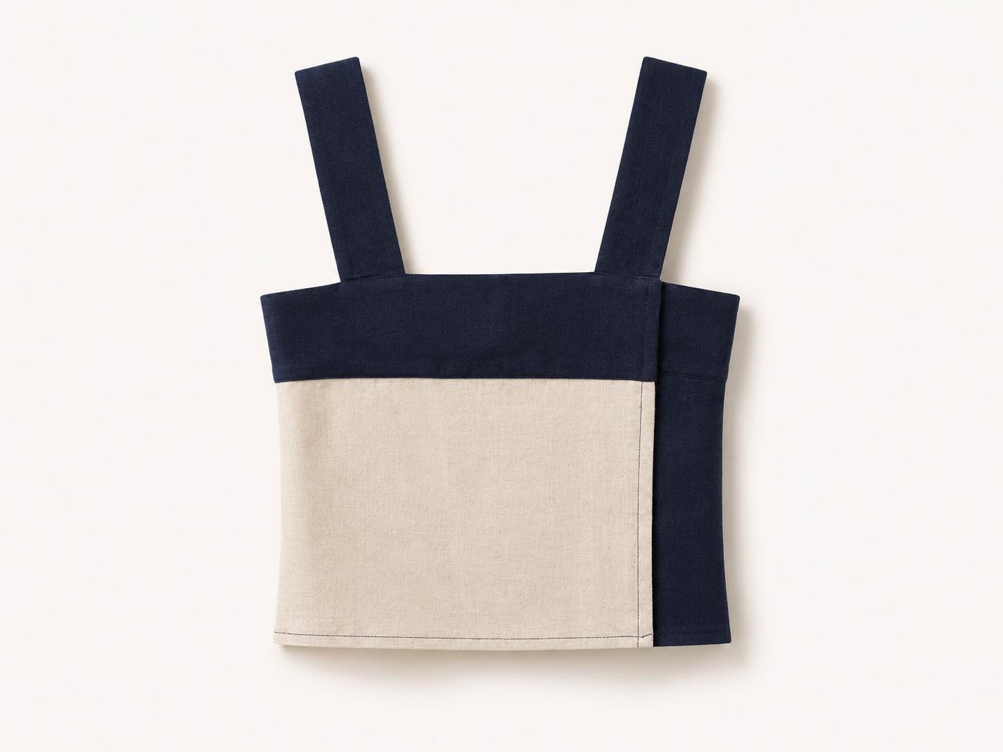 Crop Tan and Navy Linen Tank