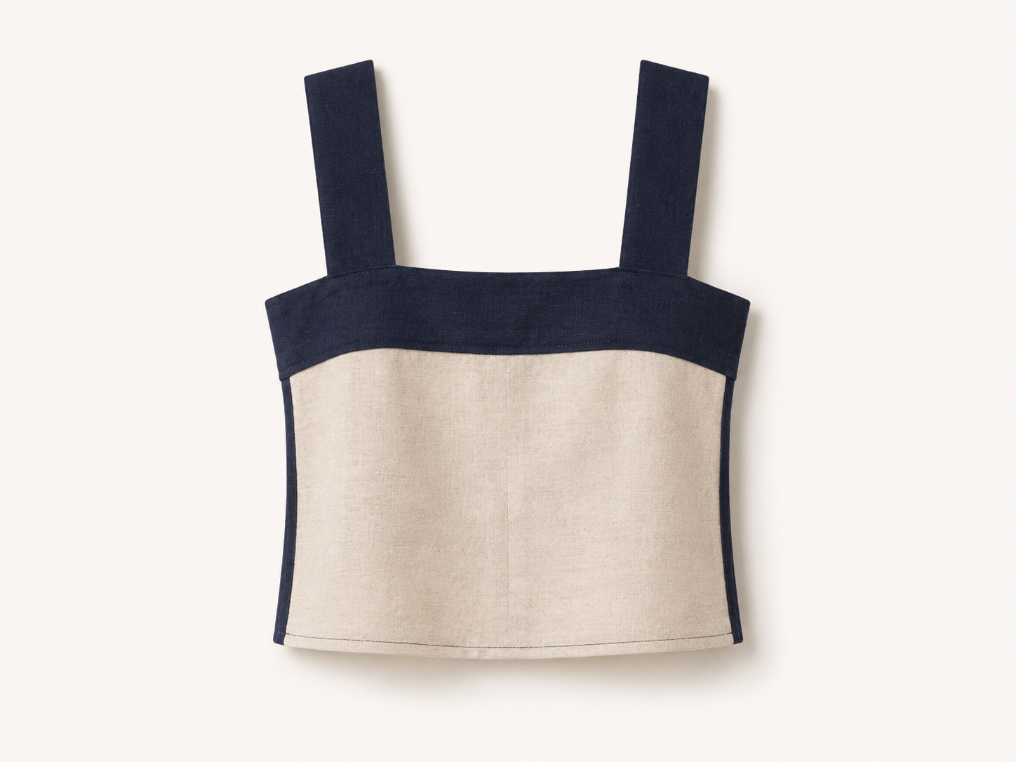 Crop Tan and Navy Linen Tank