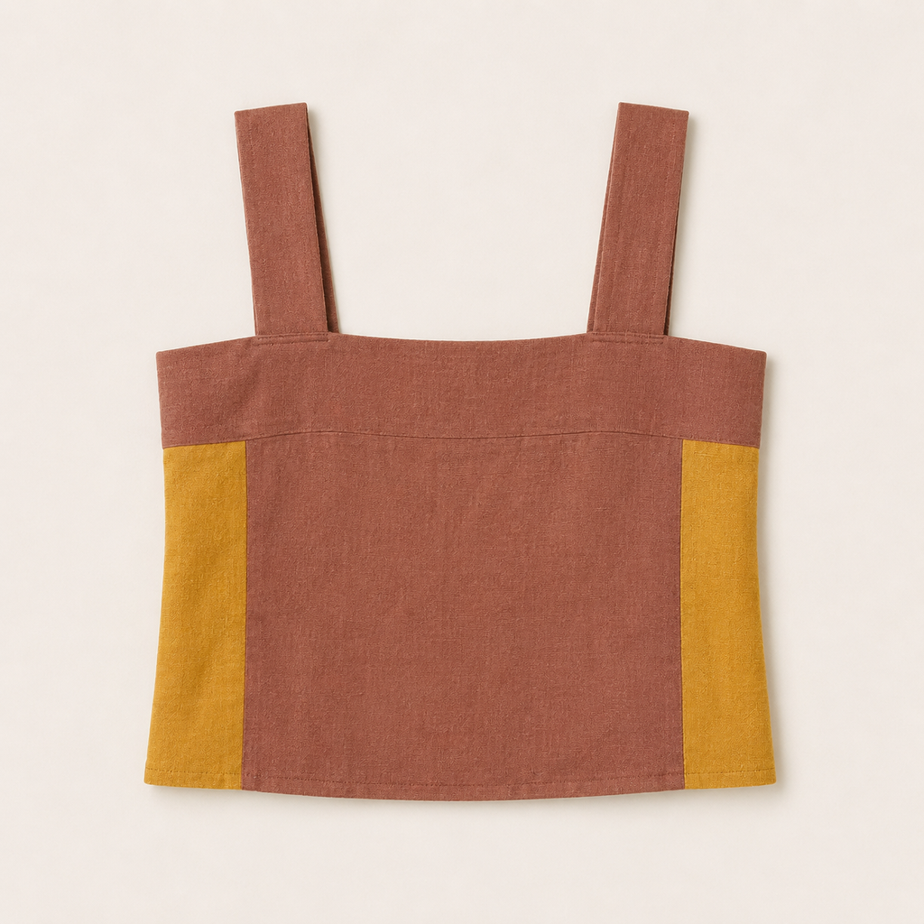 Brown /Yellow Linen Tank