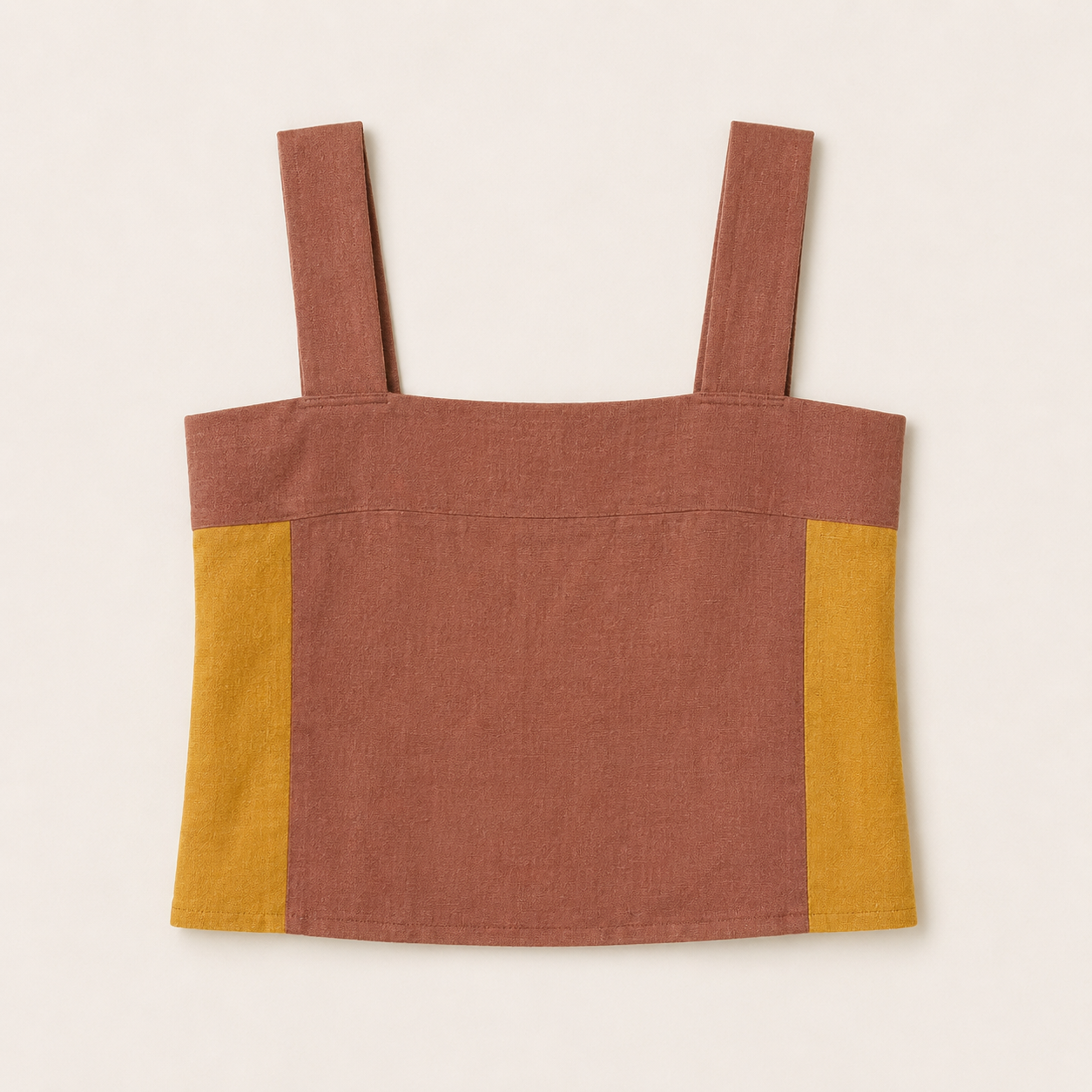 Brown /Yellow Linen Tank