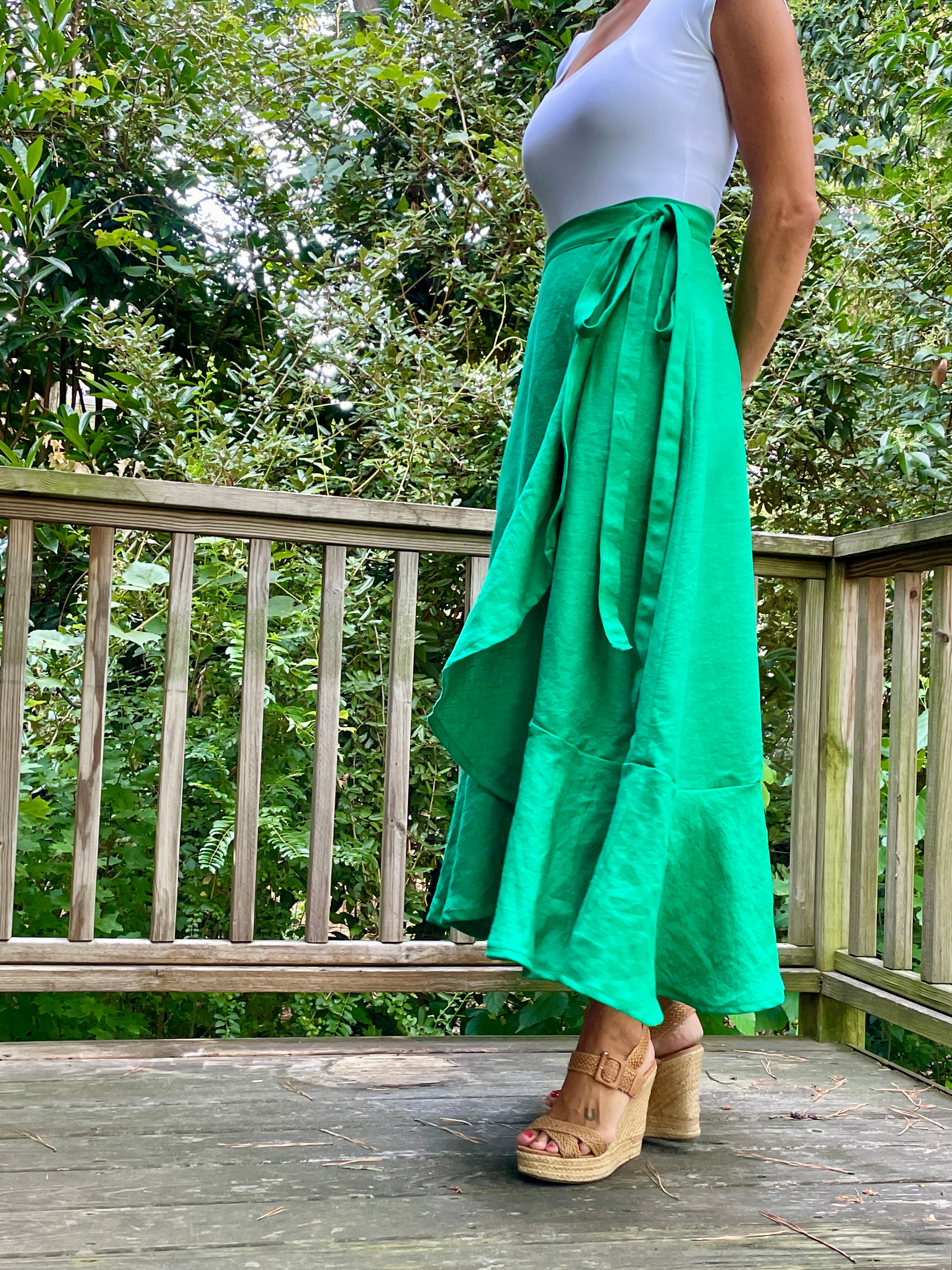 Kelly Green Ruffle Wrap Skirt