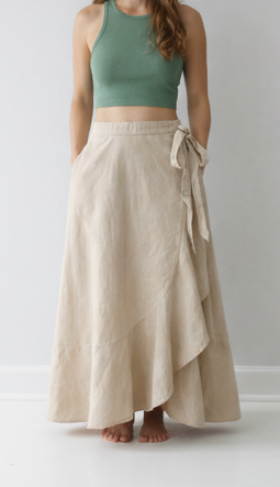 Sand Ruffle Wrap Skirt