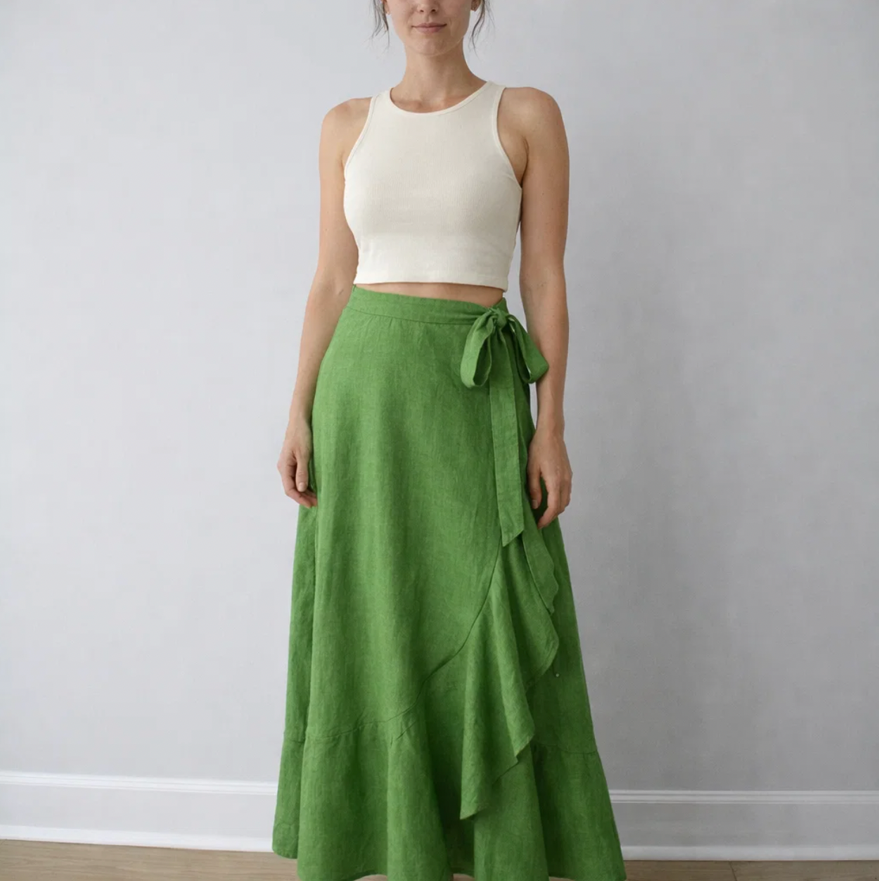Kelly Green Ruffle Wrap Skirt