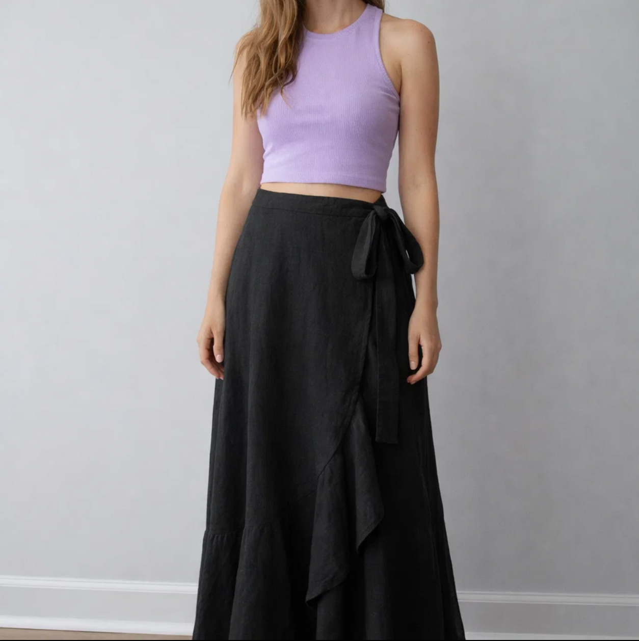 Black Ruffle Wrap Skirt
