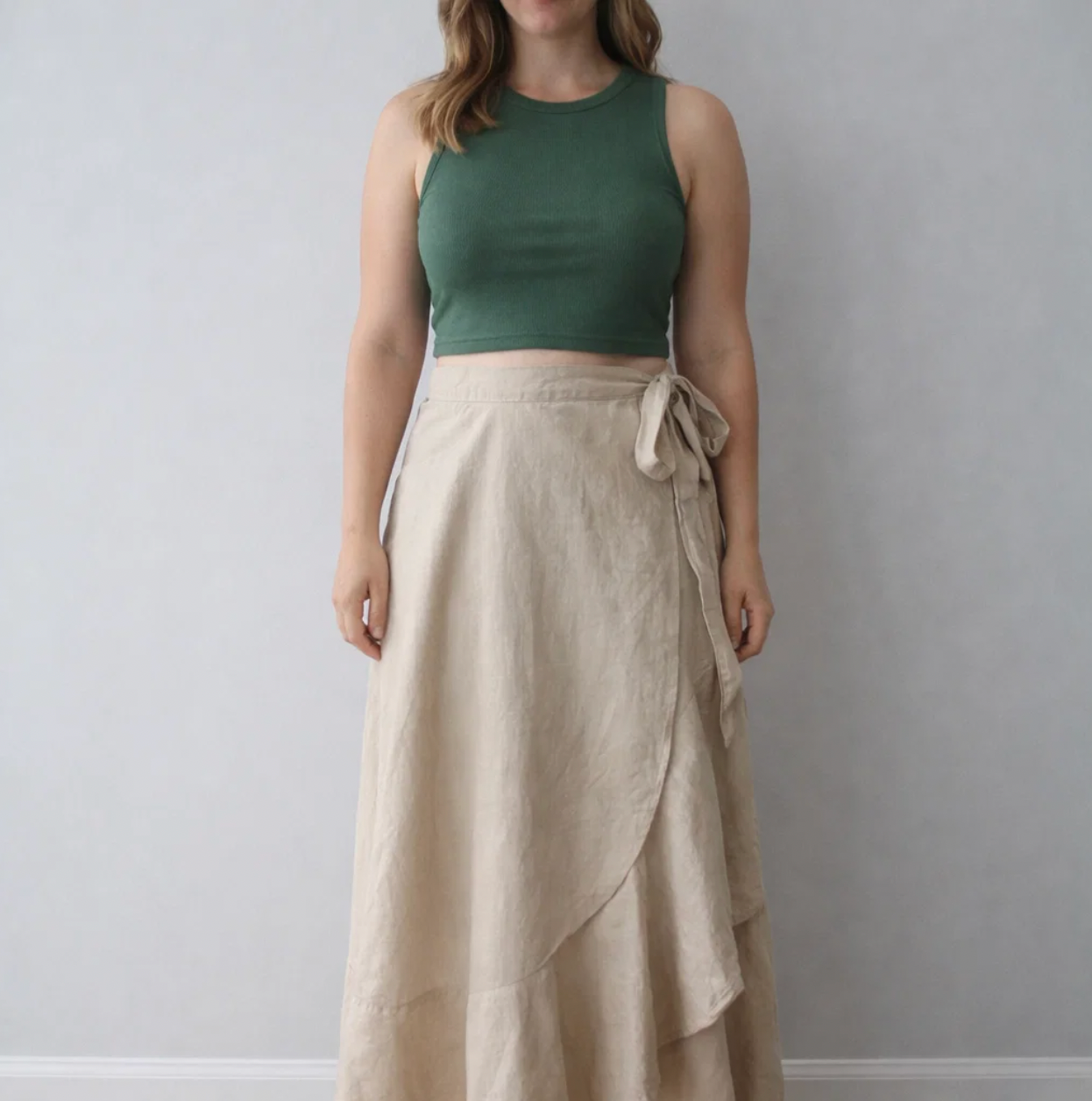 Sand Ruffle Wrap Skirt