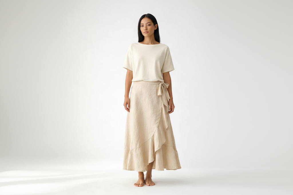 Sand Ruffle Wrap Skirt