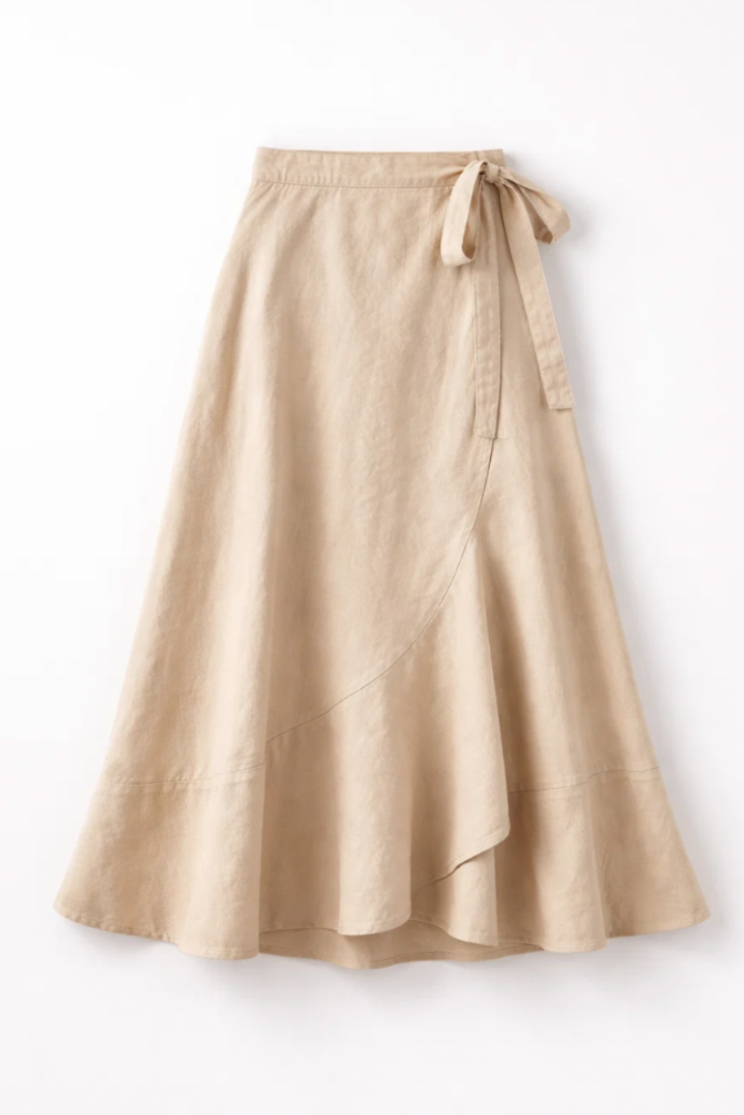 Sand Ruffle Wrap Skirt