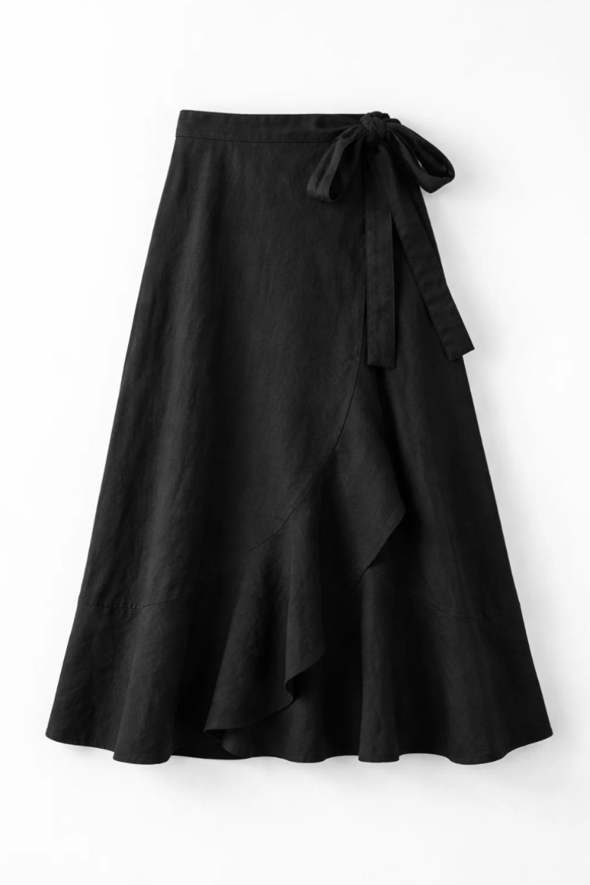 Black Ruffle Wrap Skirt
